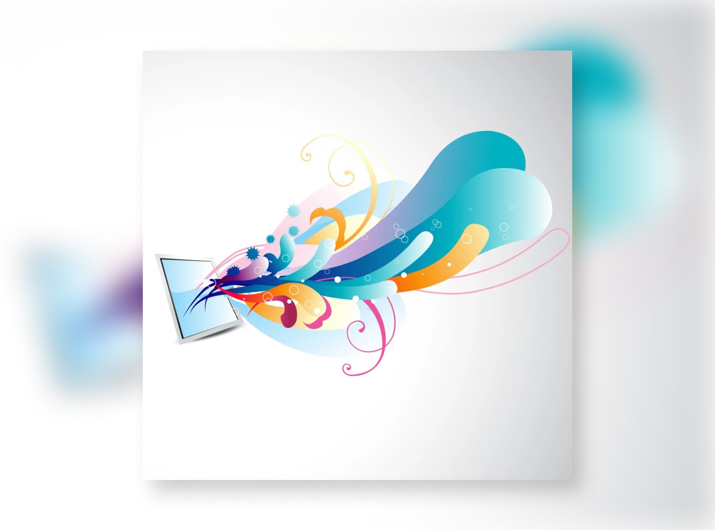 Colorful abstract design with a laptop.